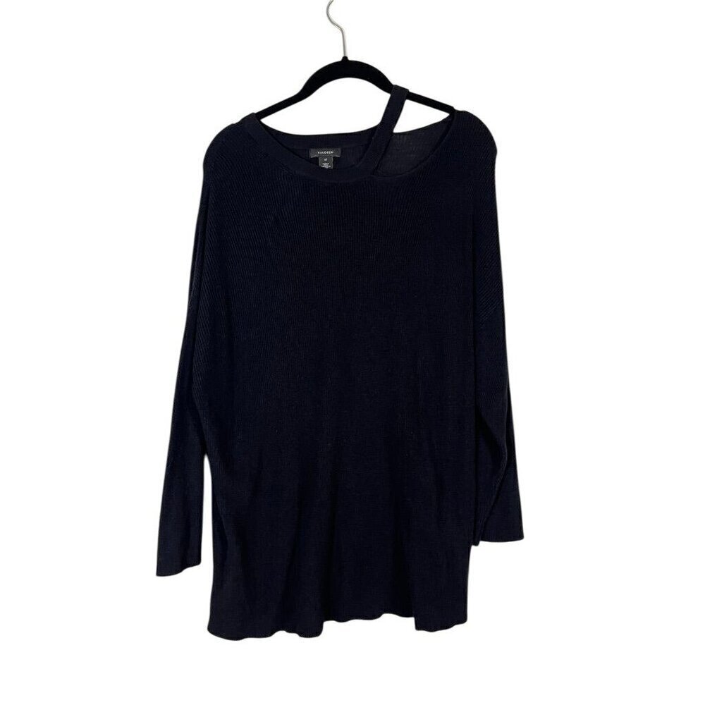Halogen Sweater XL Black Cutout Neutral Minimalist Capsule Workwear Classic